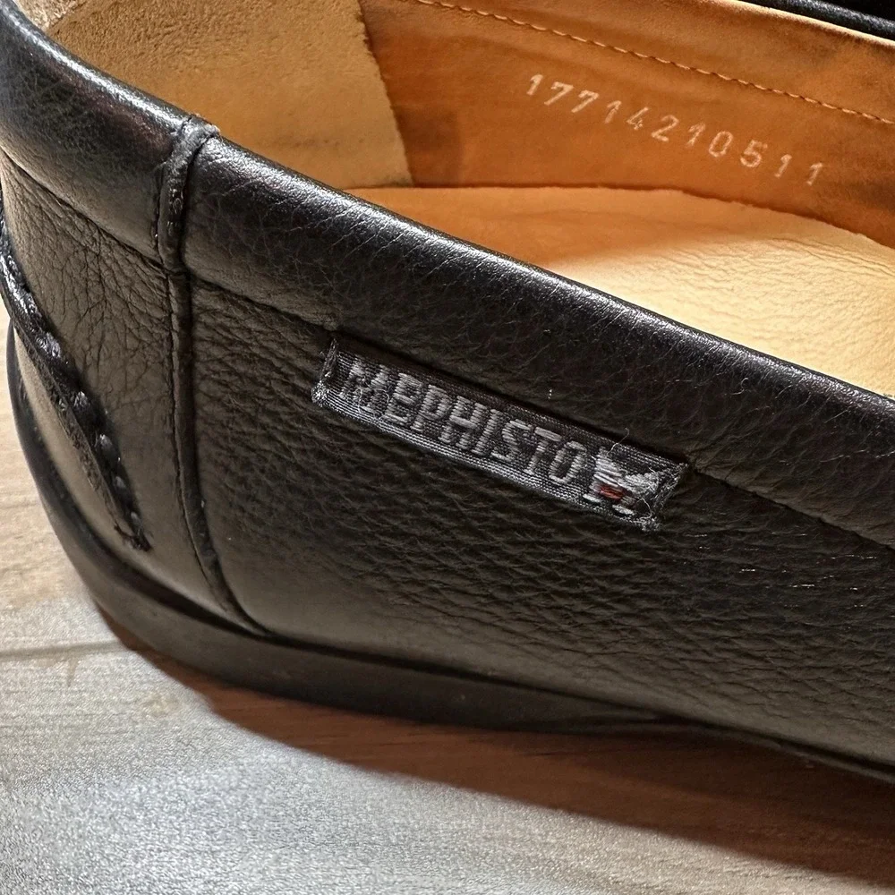 Mephisto Leather Slip On Loafers Mens Black Casual Comfort Walking Shoes Size 9 - Picture 3 of 9